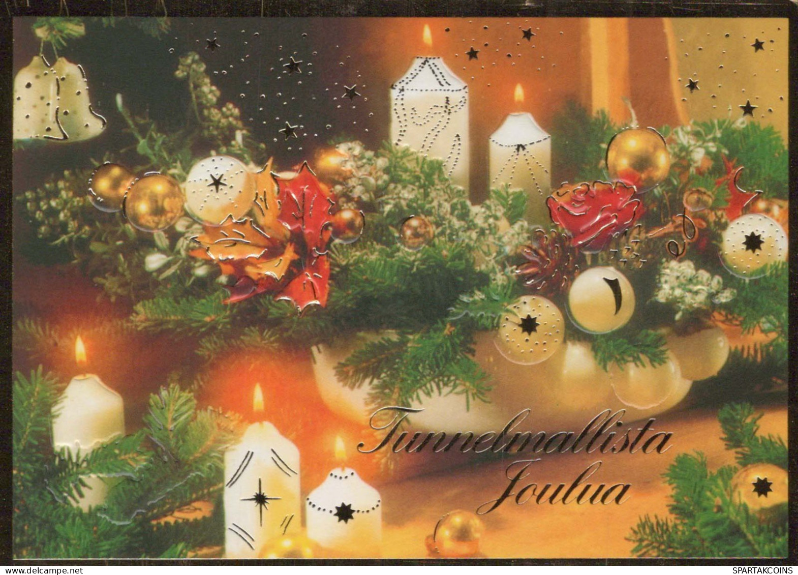 Buon Anno Natale CANDELA Vintage Cartolina CPSM #PAT691.IT - Nouvel An