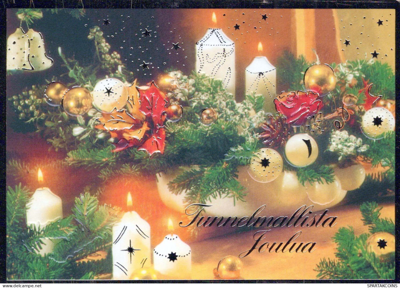 Buon Anno Natale CANDELA Vintage Cartolina CPSM #PAT691.IT - Nouvel An