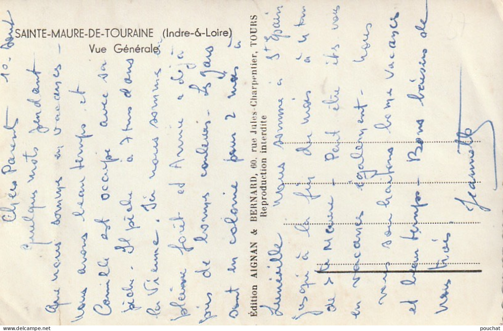 DE 11 -(37) SAINTE MAURE DE TOURAINE  -  VUE GENERALE  - 2 SCANS - Autres & Non Classés