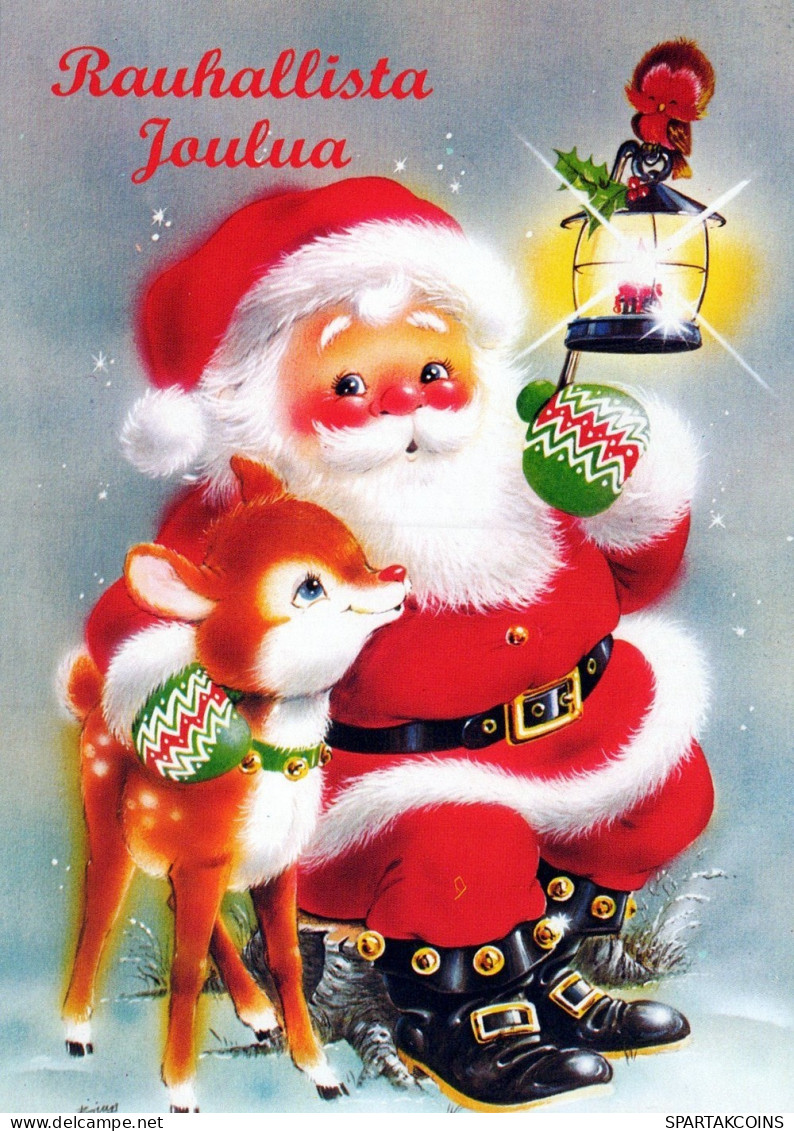 BABBO NATALE Animale Natale Vintage Cartolina CPSM #PAK568.IT - Santa Claus