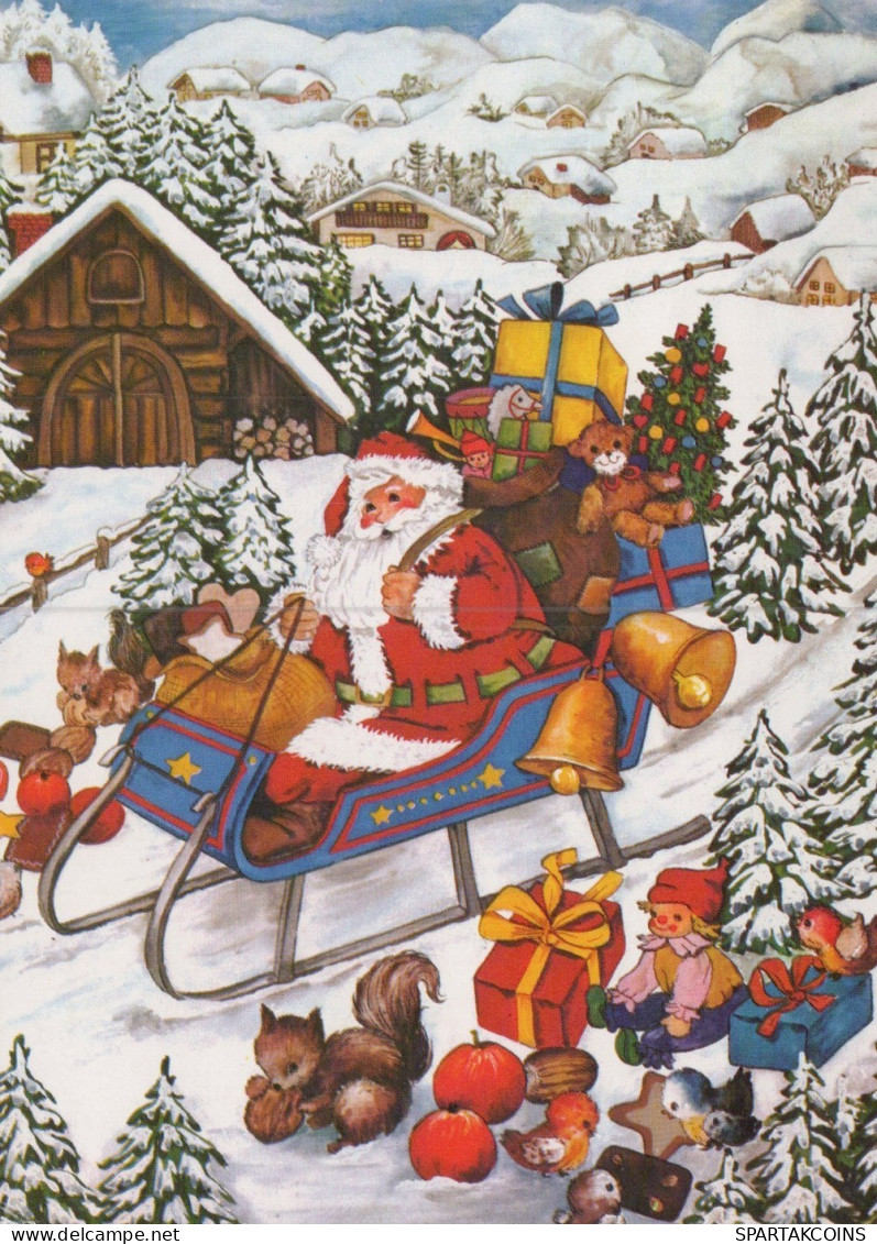 BABBO NATALE Animale Natale Vintage Cartolina CPSM #PAK767.IT - Kerstman
