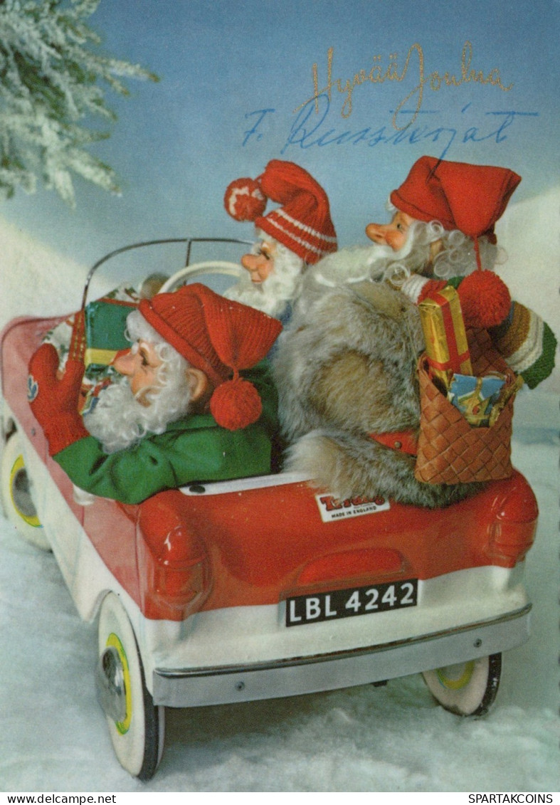 BABBO NATALE CAR AUTO Natale Vintage Cartolina CPSM #PAK009.IT - Kerstman