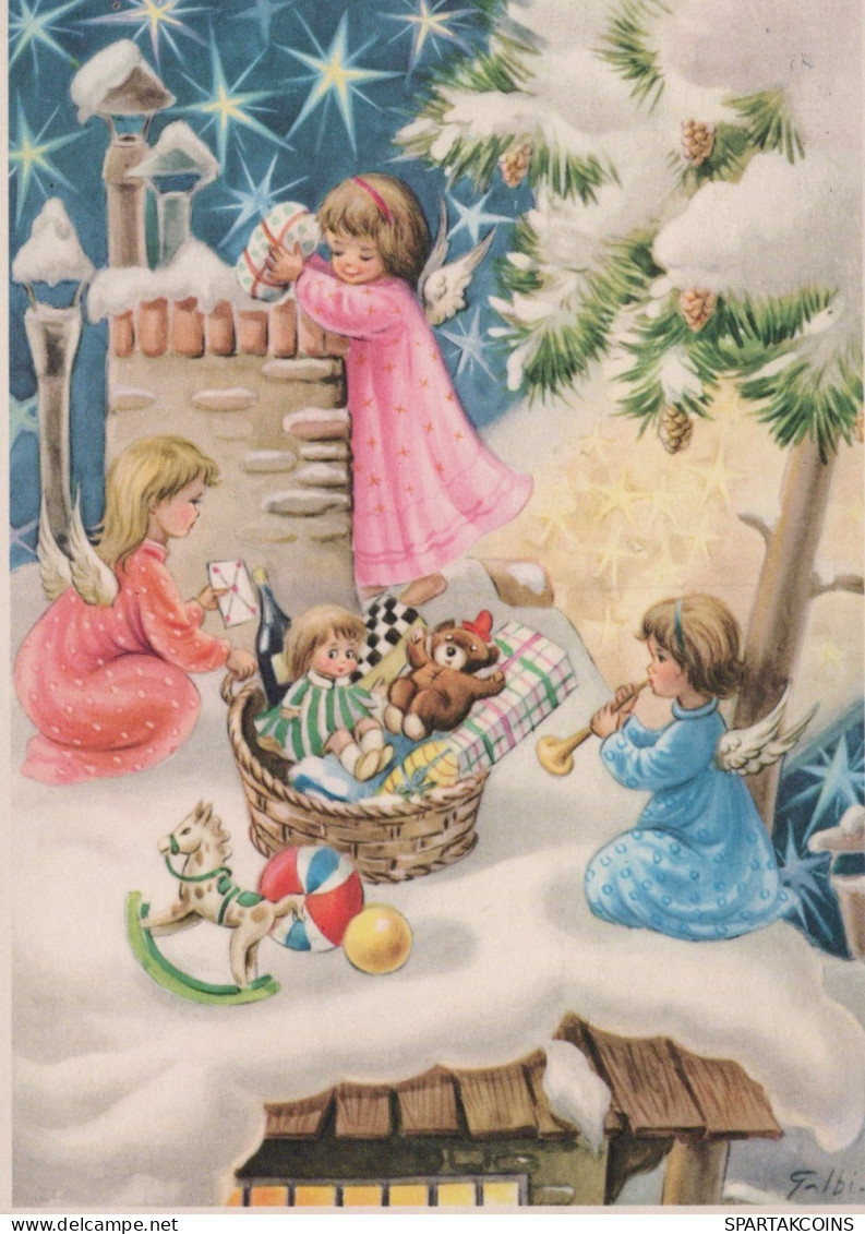 ANGELO Buon Anno Natale Vintage Cartolina CPSM #PAH510.IT - Engelen