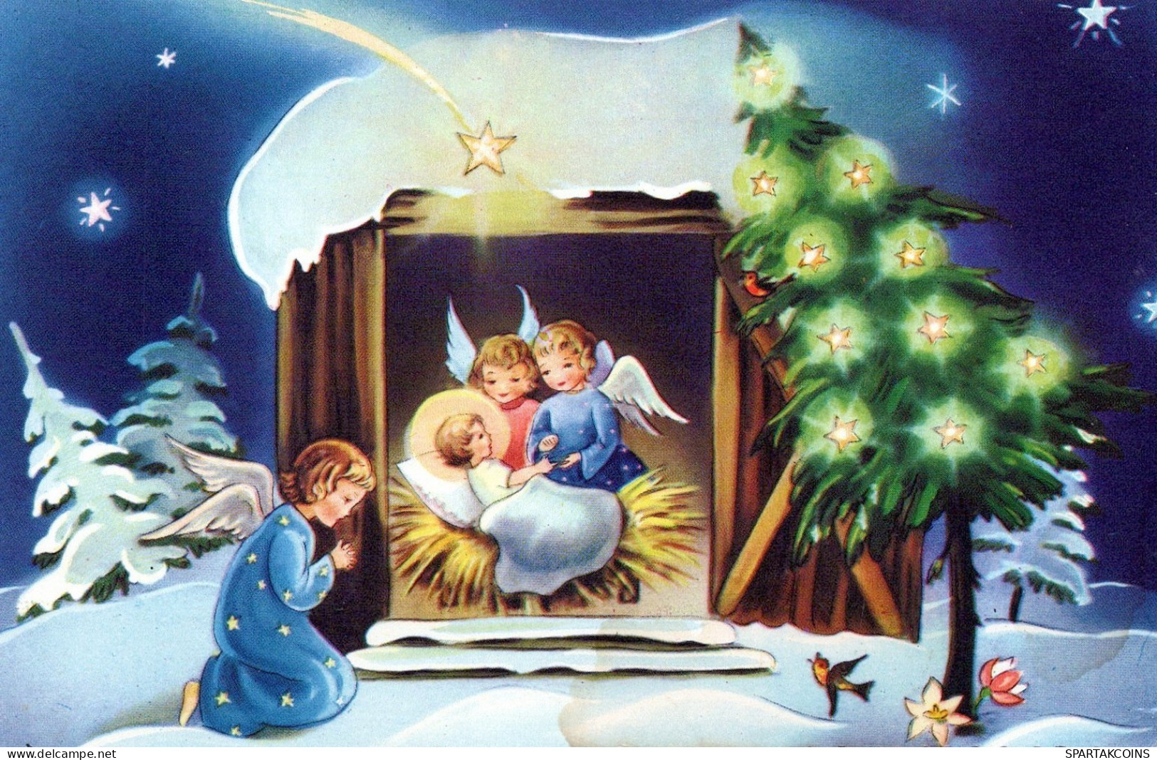 ANGELO Buon Anno Natale Vintage Cartolina CPSMPF #PAG749.IT - Angels