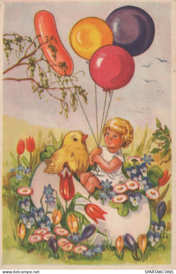 OSTERN KINDER EI Vintage Ansichtskarte Postkarte CPA #PKE361.DE - Easter