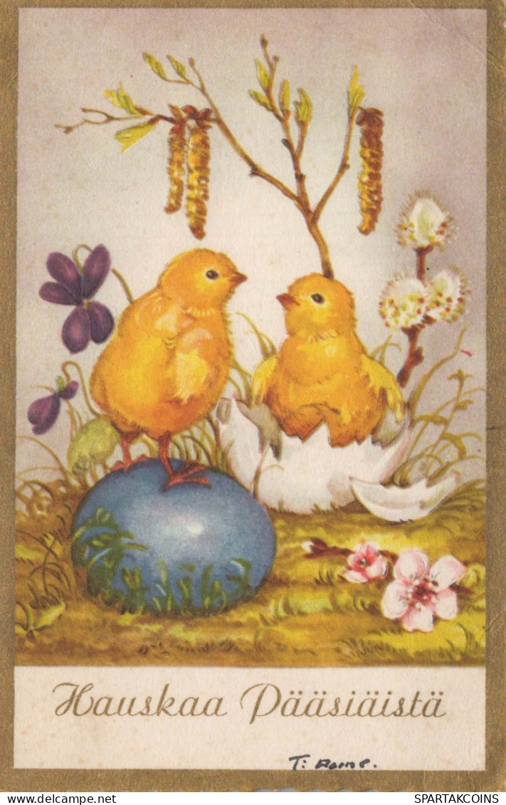 OSTERN HUHN EI Vintage Ansichtskarte Postkarte CPA #PKE107.DE - Pasqua