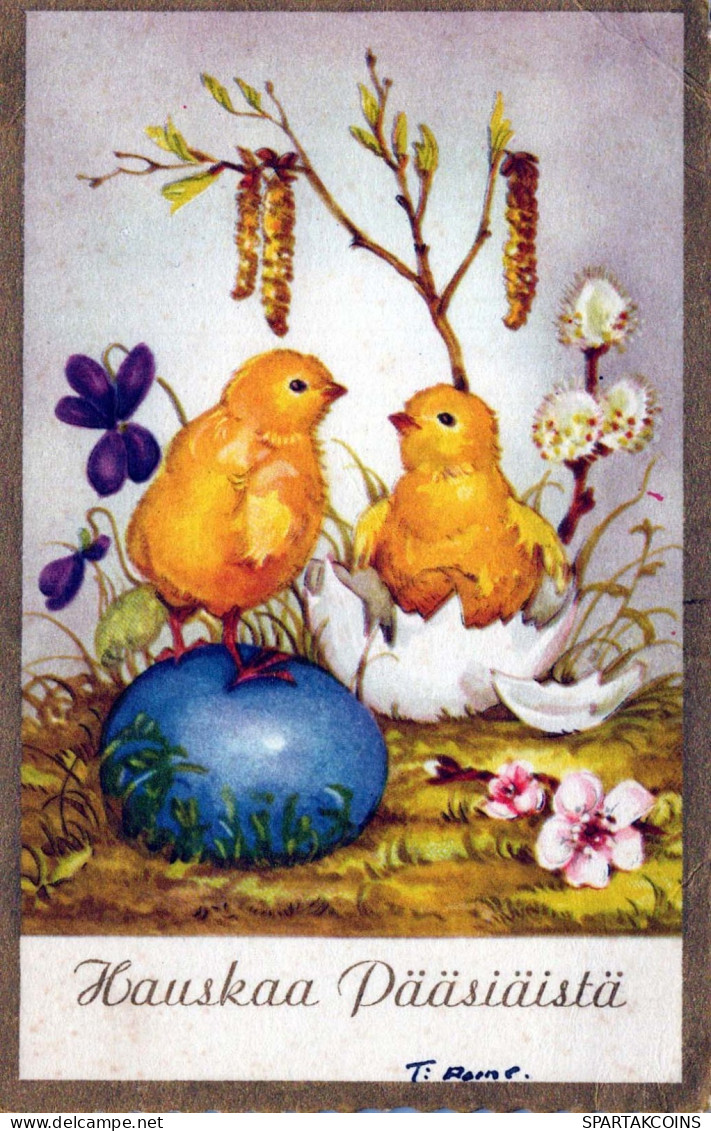 OSTERN HUHN EI Vintage Ansichtskarte Postkarte CPA #PKE107.DE - Easter