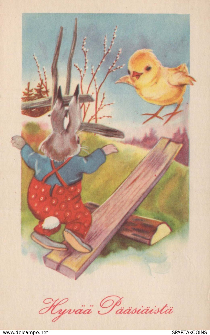 OSTERN KANINCHEN EI Vintage Ansichtskarte Postkarte CPA #PKE235.DE - Pâques