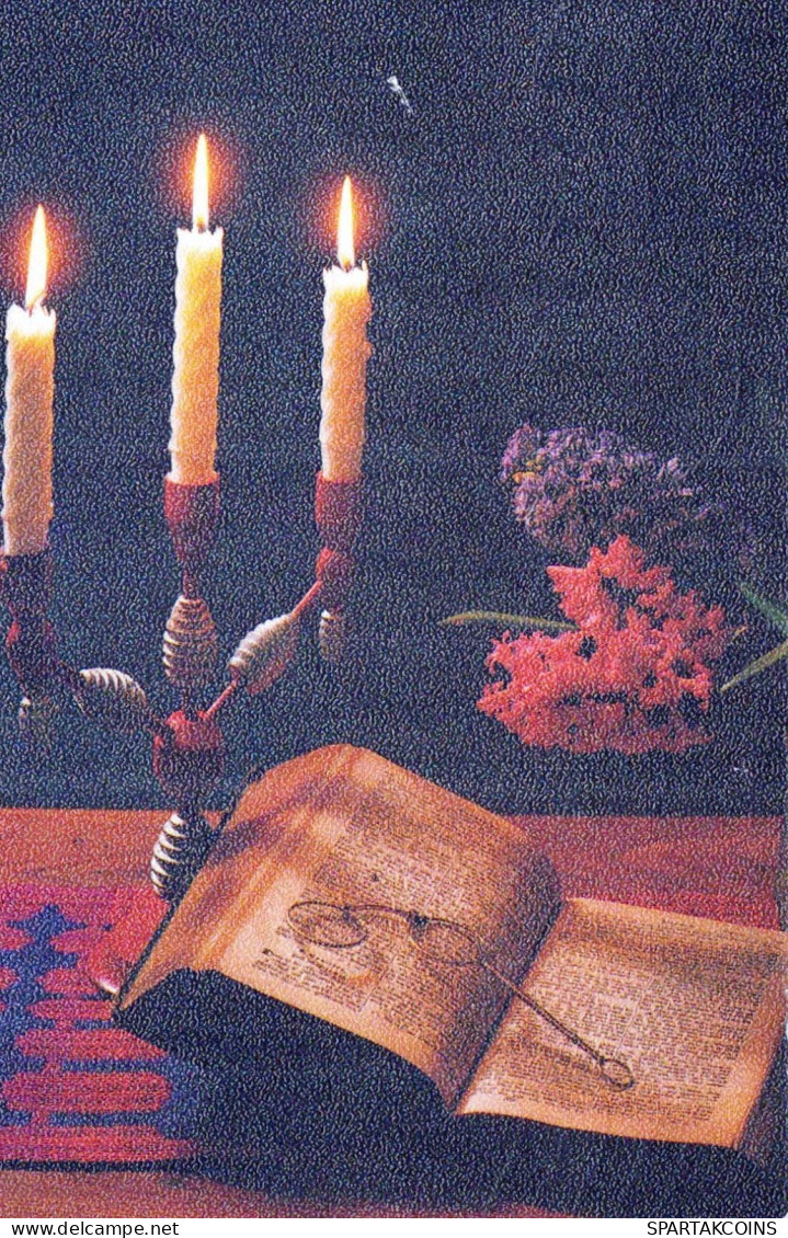 Neujahr Weihnachten KERZE BIBEL Vintage Ansichtskarte Postkarte CPSMPF #PKD658.DE - New Year