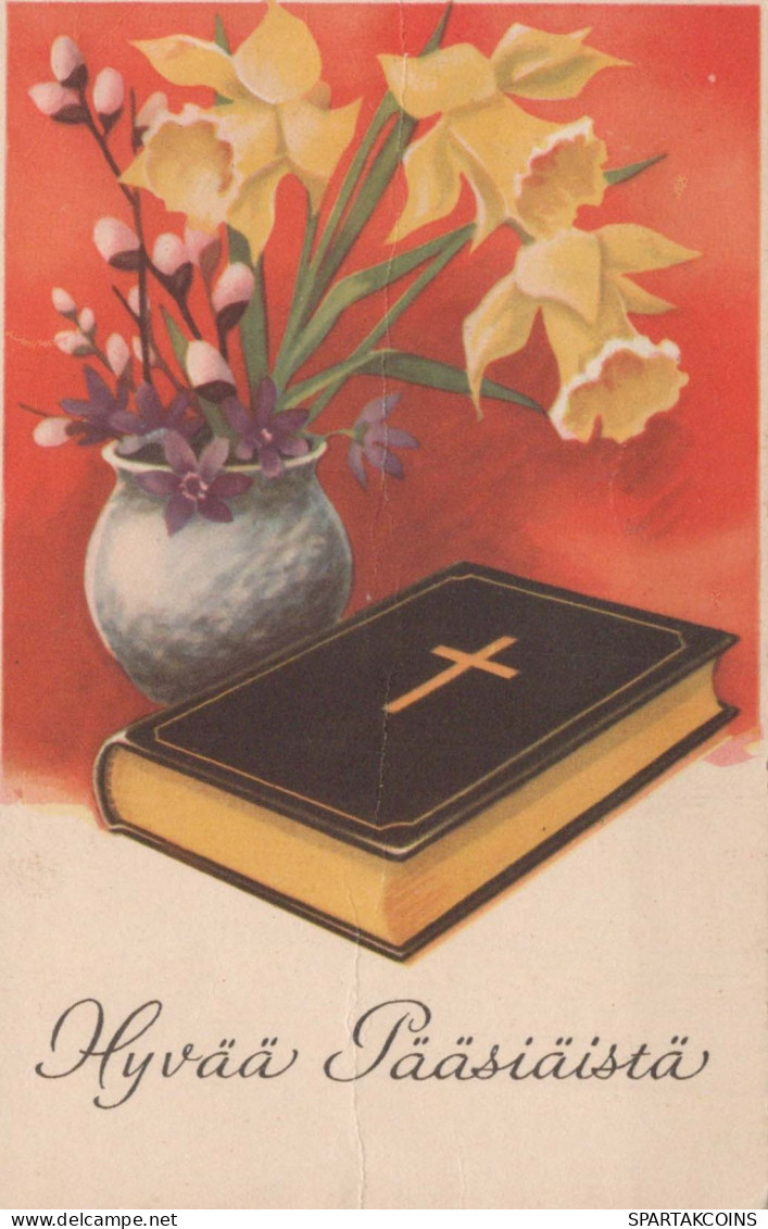 OSTERN BIBEL FLOWERS Vintage Ansichtskarte Postkarte CPSMPF #PKD409.DE - Pâques