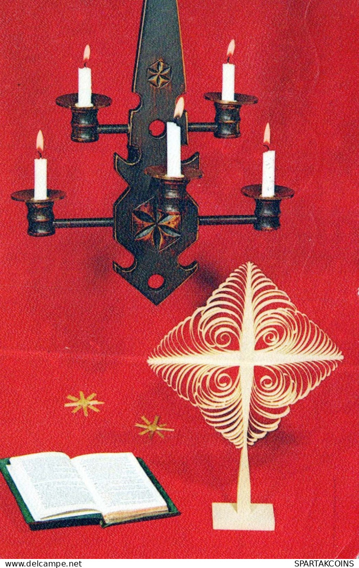 Neujahr Weihnachten KERZE BIBEL Vintage Ansichtskarte Postkarte CPSMPF #PKD535.DE - New Year
