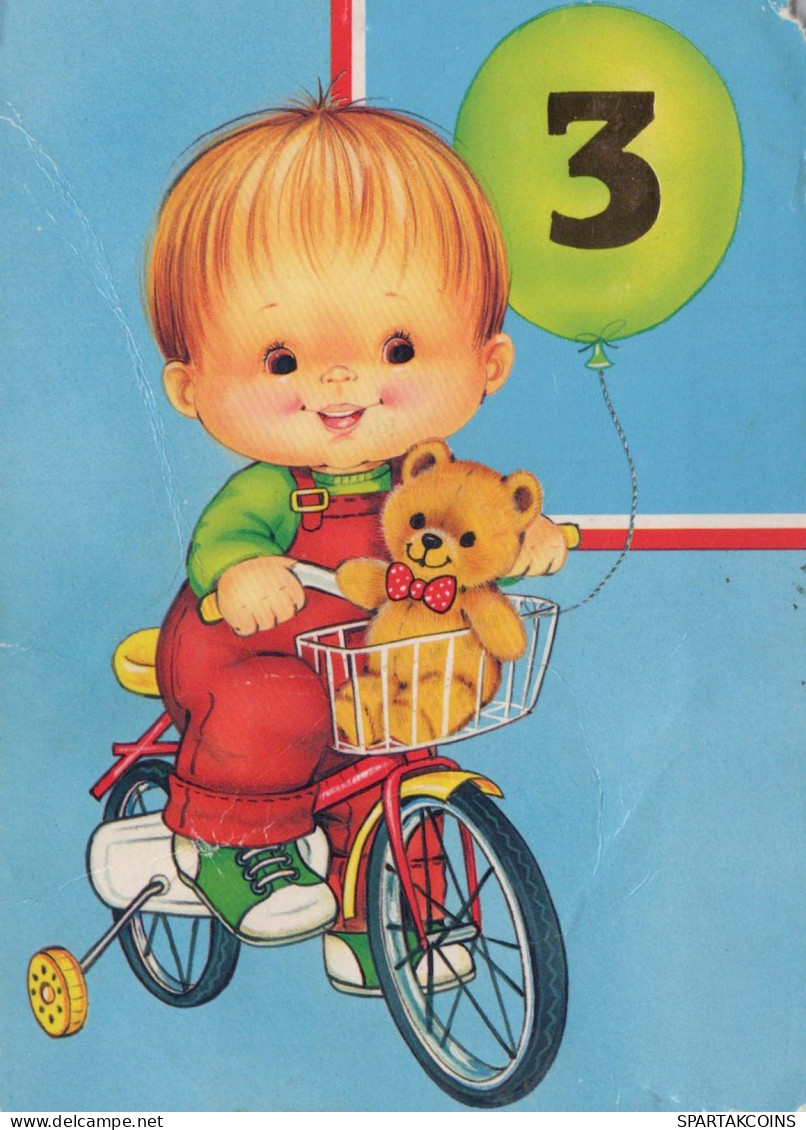 ALLES GUTE ZUM GEBURTSTAG 3 Jährige JUNGE KINDER Vintage Postal CPSM #PBT738.DE - Anniversaire