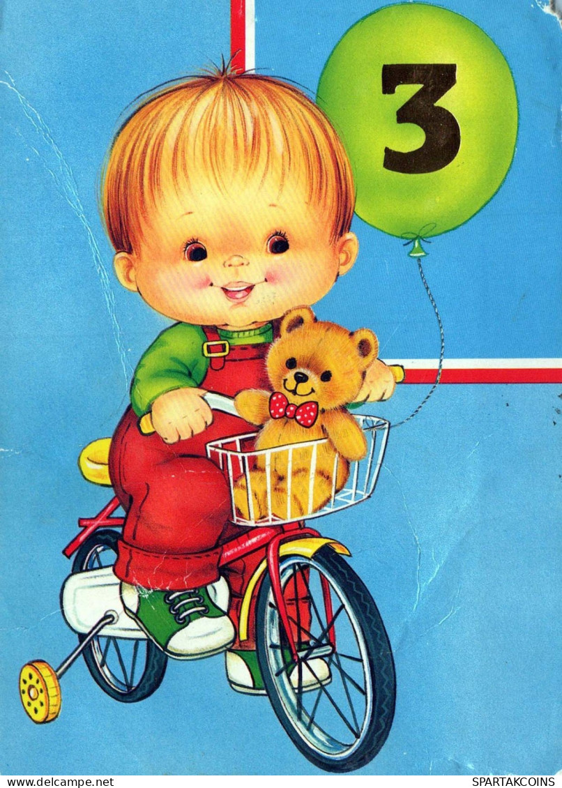 ALLES GUTE ZUM GEBURTSTAG 3 Jährige JUNGE KINDER Vintage Postal CPSM #PBT738.DE - Birthday