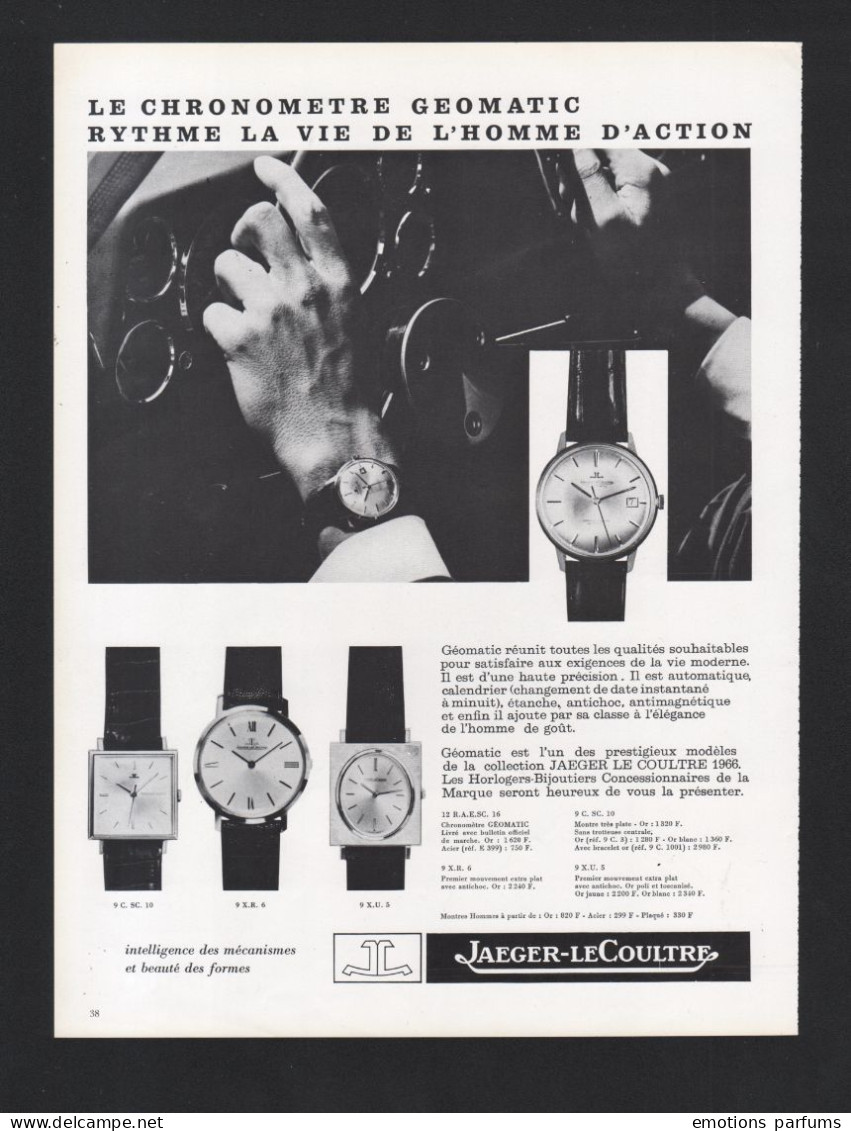 Publicité 1966 MONTRE Horlogerie Jaeger Lecoultre  Montres Le Coultre Suisse Chronometre Geomatic - Reclame