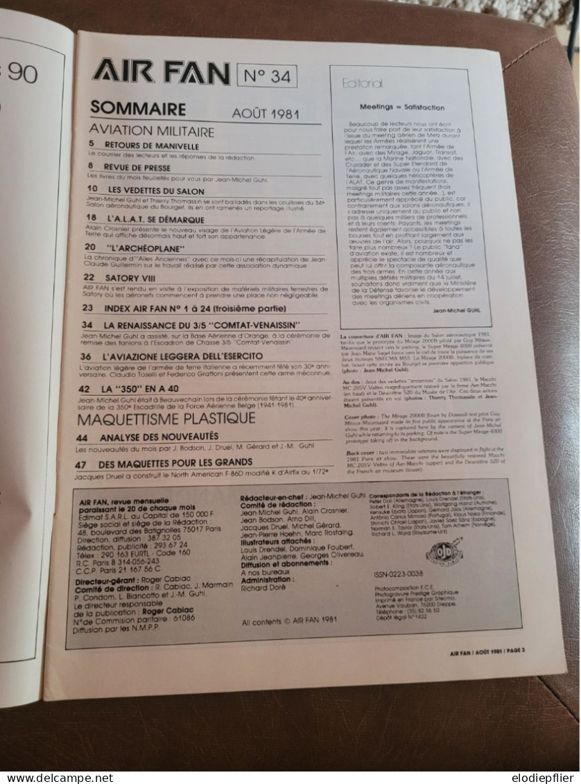 Air Fan N°34. Août 1981. Le Mensuel De L'aéronautique Militaries Internationale - Aviación