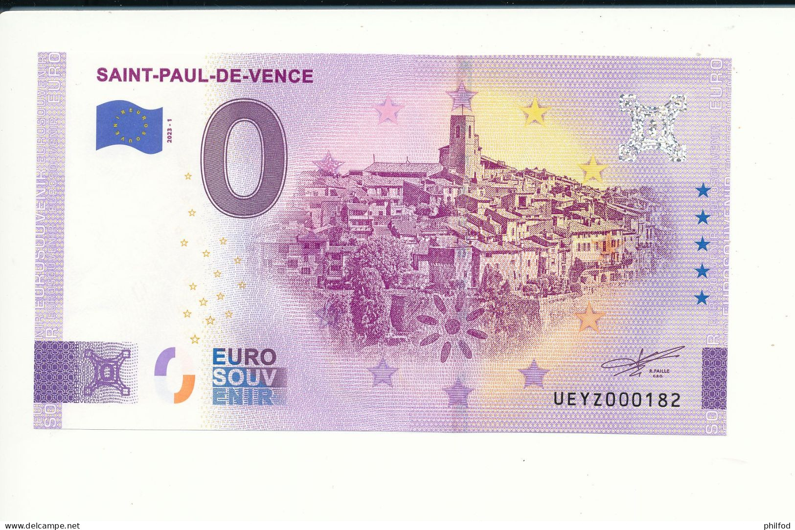 Billet Touristique 0 Euro - SAINT-PAUL-DE-VENCE - UEYZ - 2023-1  N° 182 - Autres & Non Classés