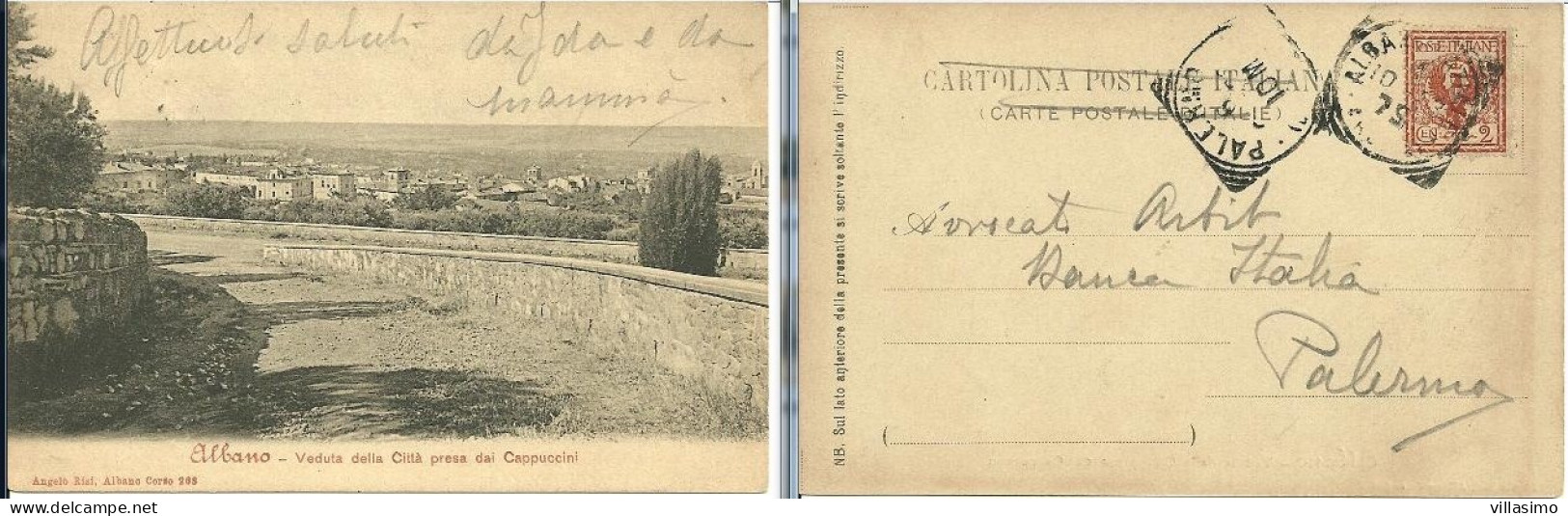 ROMA - ALBANO - VEDUTA DELLA CITTÀ PRESA DAI CAPPUCCINI - F.P. - VG.  1903 - Panoramische Zichten, Meerdere Zichten