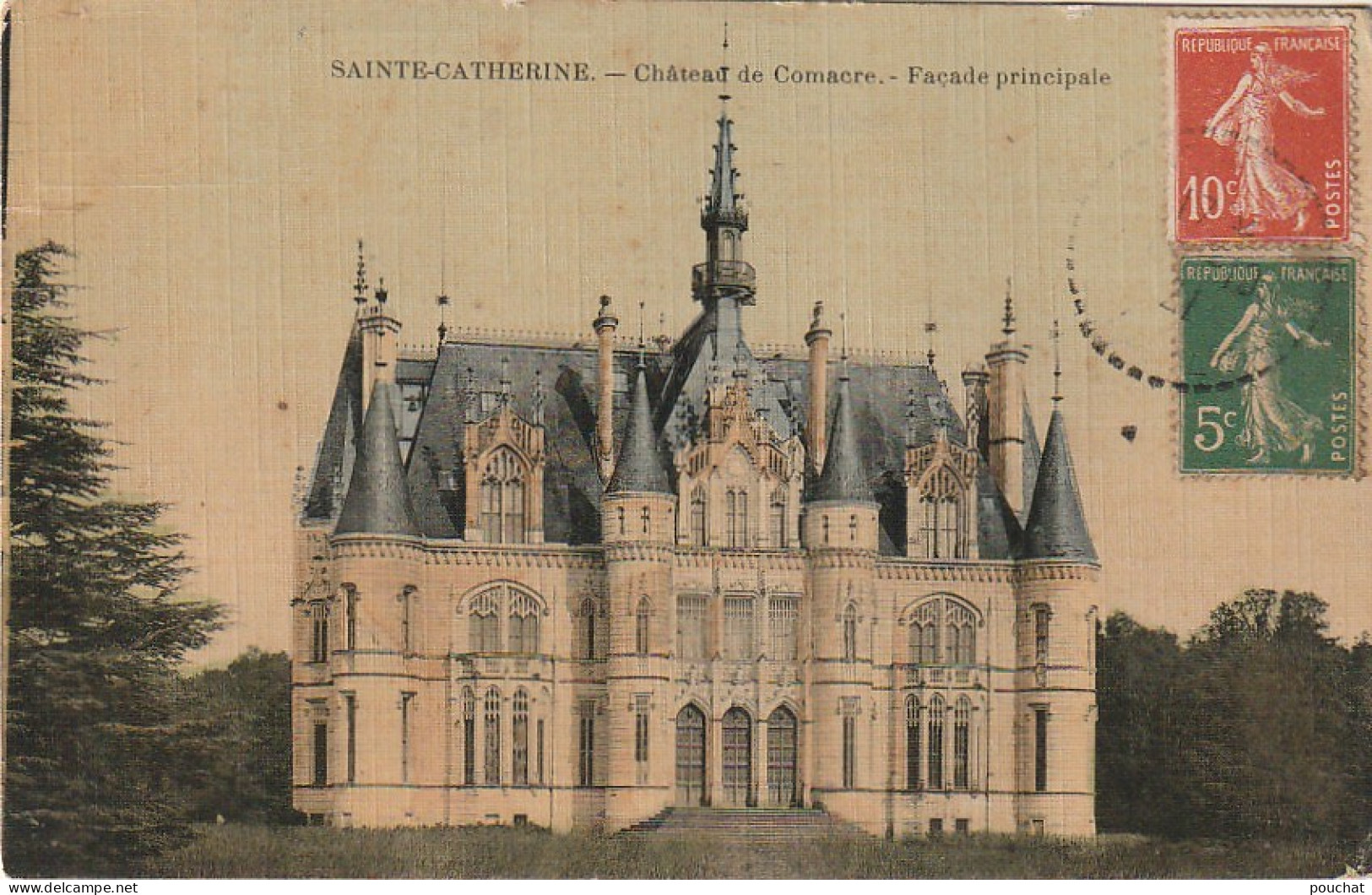 DE 13 -(37) SAINTE CATHERINE -  CHATEAU DE COMACRE - FACADE PRINCIPALE -  CARTE  TOILEE COLORISEE   -  2 SCANS - Andere & Zonder Classificatie