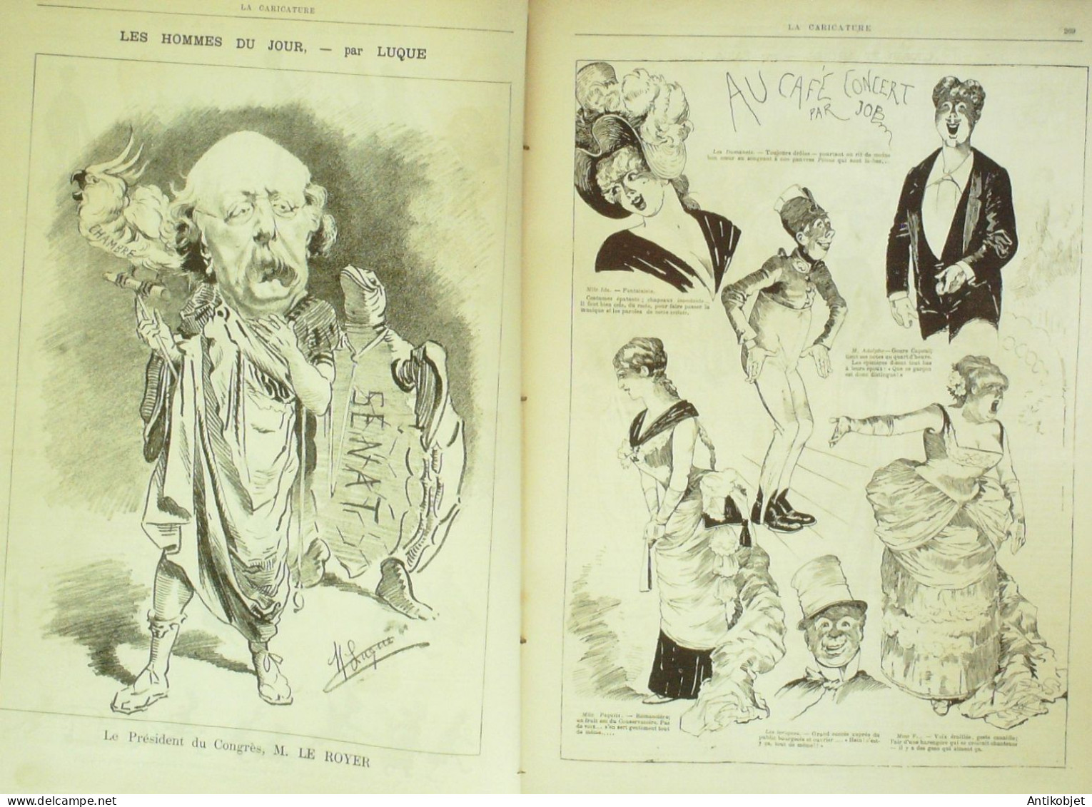 La Caricature 1884 N°242 Café-Concert Job Vacances Sorel Le Royer Par Luque Trock - Magazines - Before 1900