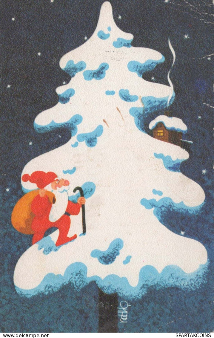 BABBO NATALE Buon Anno Natale Vintage Cartolina CPSMPF #PKG404.IT - Santa Claus