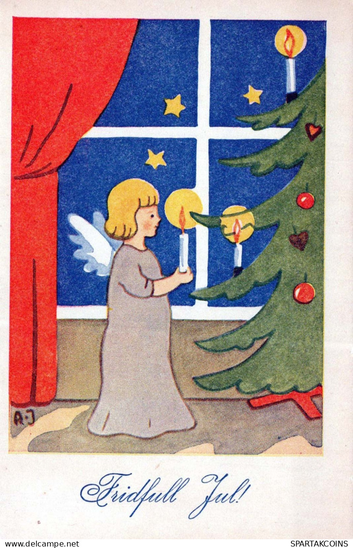 ANGELO Natale Vintage Cartolina CPSMPF #PKD844.IT - Anges