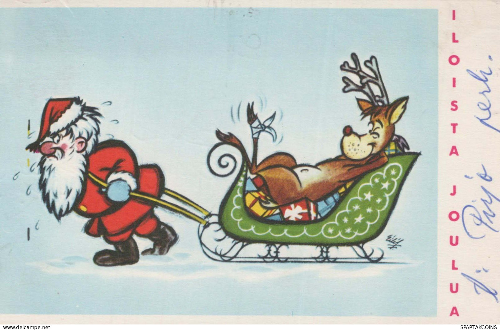 BABBO NATALE Buon Anno Natale Vintage Cartolina CPA #PKE041.IT - Santa Claus
