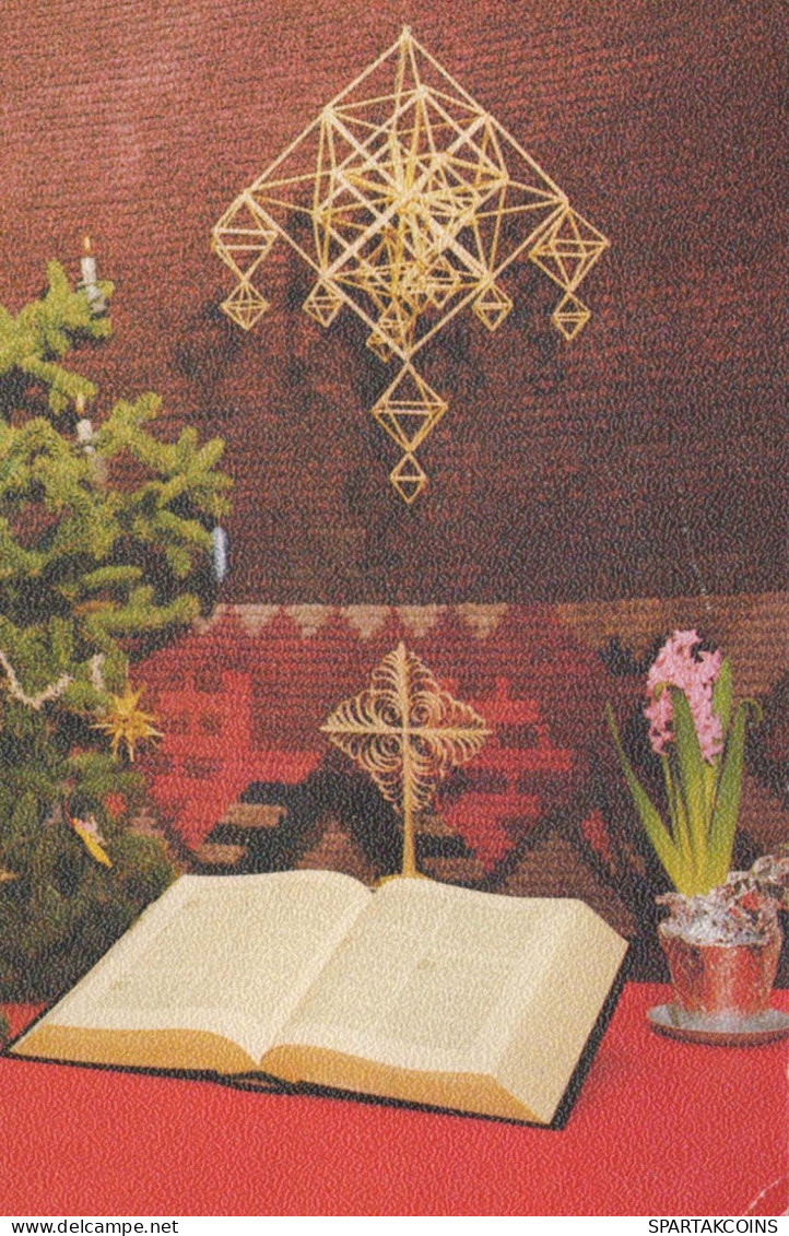 Buon Anno Natale CANDELA BIBBIA Vintage Cartolina CPSMPF #PKD659.IT - Neujahr