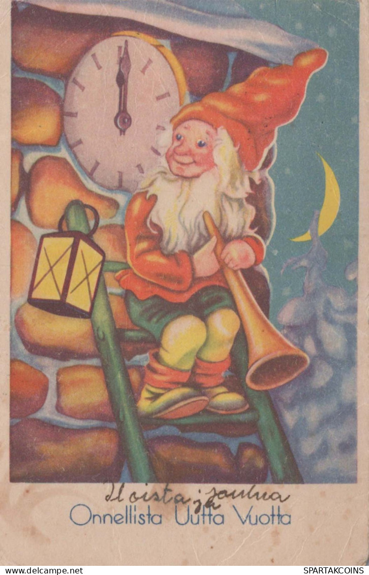 Buon Anno Natale GNOME Vintage Cartolina CPSMPF #PKD289.IT - Neujahr