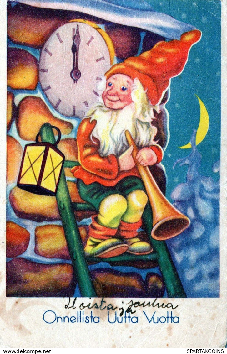 Buon Anno Natale GNOME Vintage Cartolina CPSMPF #PKD289.IT - Neujahr