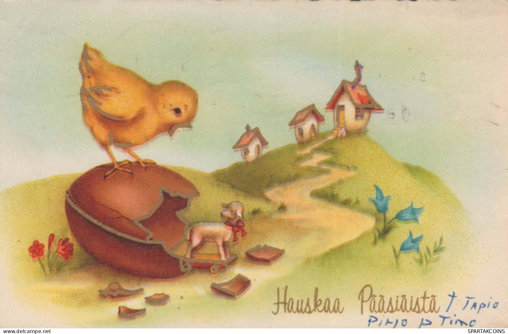 PASQUA POLLO UOVO Vintage Cartolina CPA #PKE424.IT - Pâques