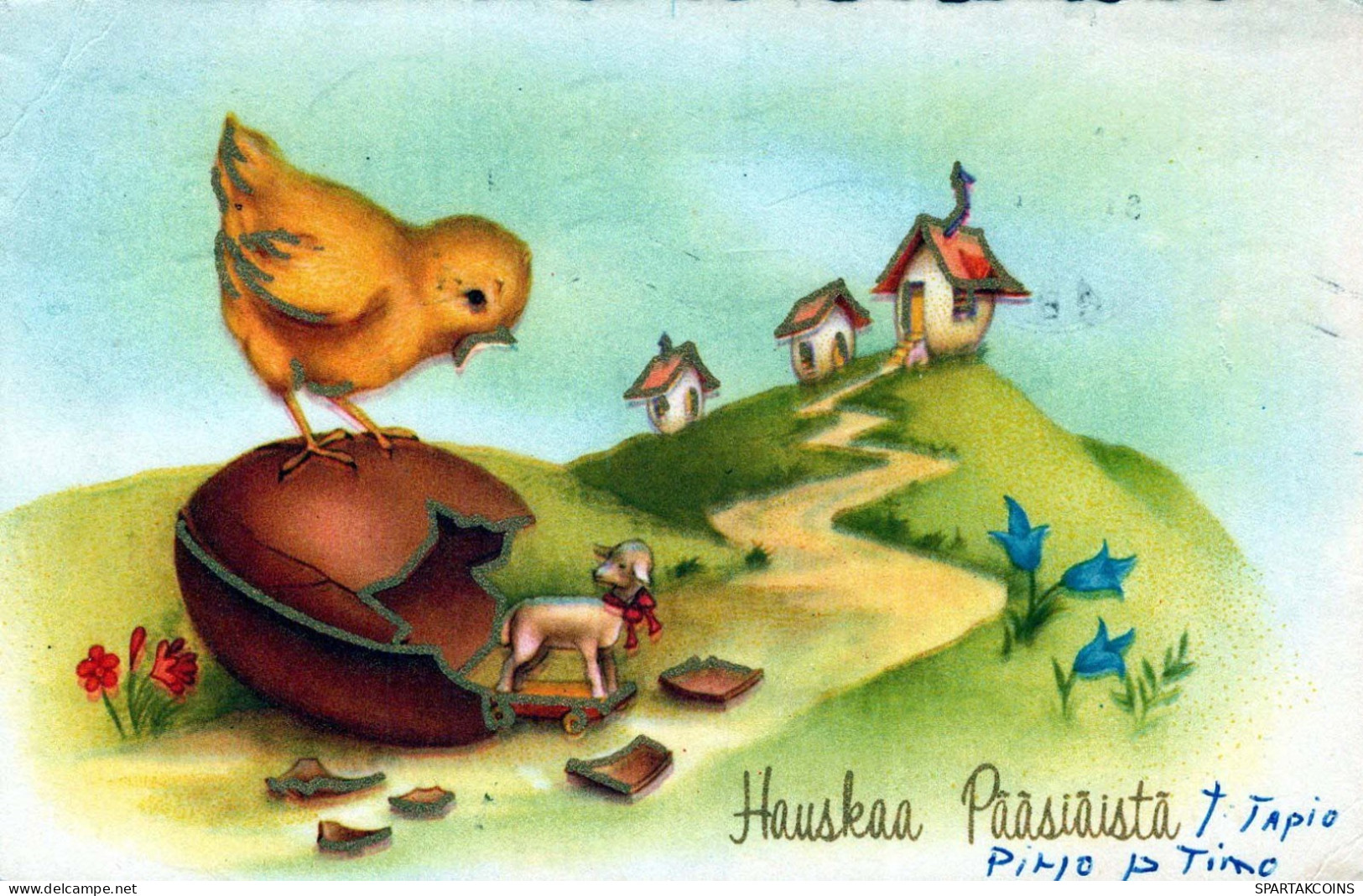 PASQUA POLLO UOVO Vintage Cartolina CPA #PKE424.IT - Easter