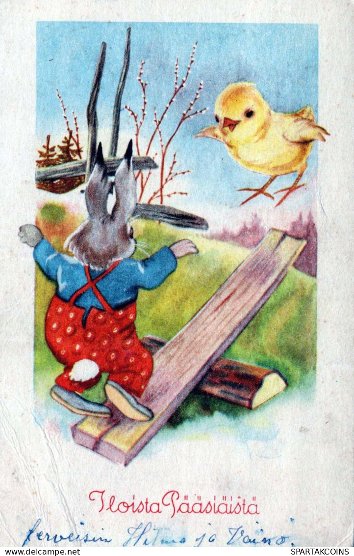 PASQUA CONIGLIO UOVO Vintage Cartolina CPA #PKE236.IT - Easter