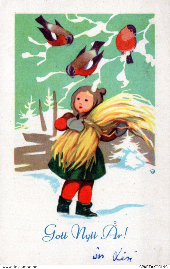 Buon Anno Natale BAMBINO Vintage Cartolina CPSMPF #PKD410.IT - Neujahr