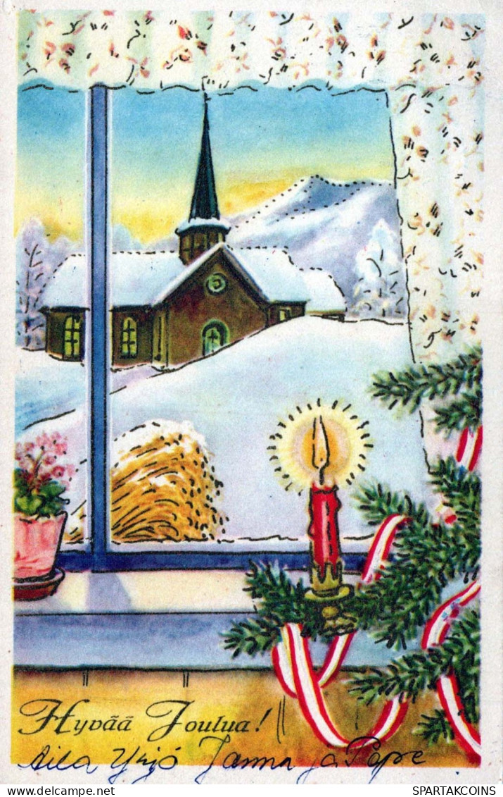 Buon Anno Natale CHIESA Vintage Cartolina CPSMPF #PKD103.IT - Neujahr