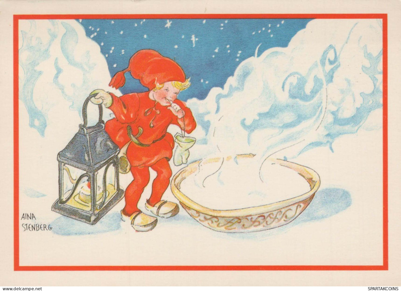 Buon Anno Natale BAMBINO Animale Vintage Cartolina CPSM #PBS995.IT - Neujahr