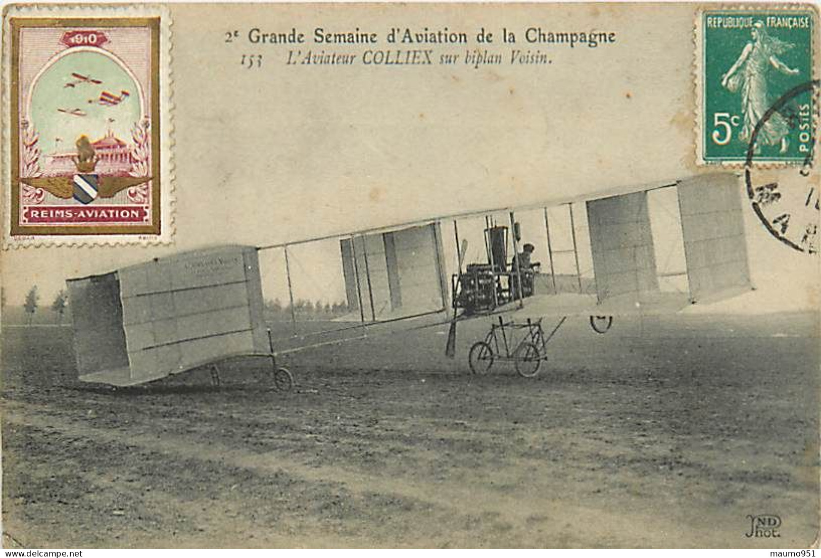 LES PIONNIERS DE L'AIR - Grande Semaine D'Aviation De La Champagne. L'Aviateur COLLIEX Sur Biplan Voisin - Other & Unclassified