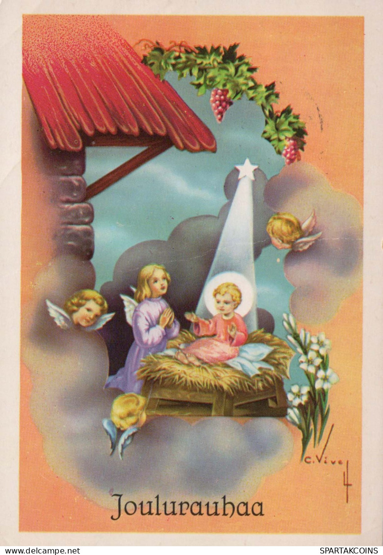 ANGELO Natale Gesù Bambino Vintage Cartolina CPSM #PBP287.IT - Angeli