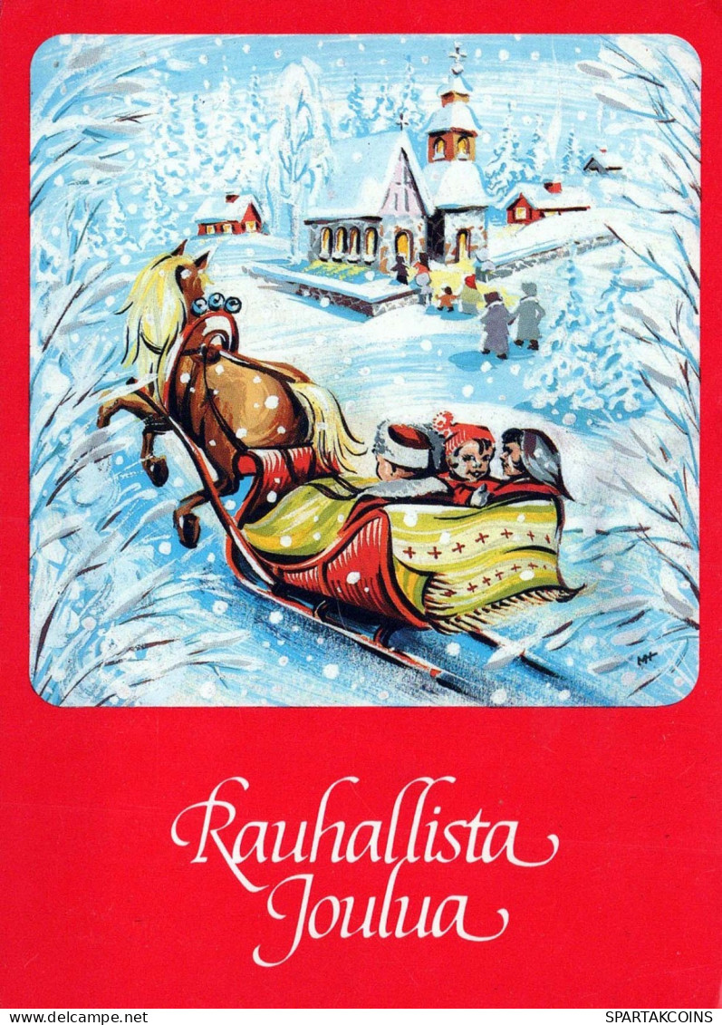 Buon Anno Natale CAVALLO Vintage Cartolina CPSM #PBM401.IT - Neujahr