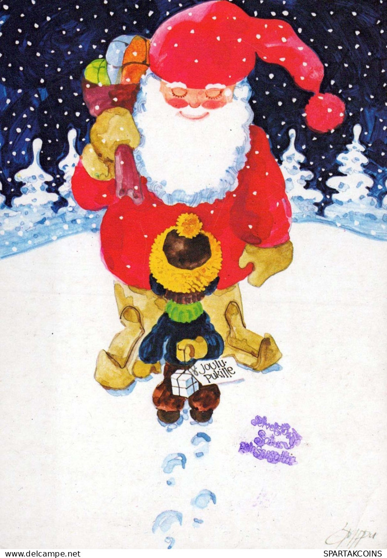 BABBO NATALE Buon Anno Natale Vintage Cartolina CPSM #PBL299.IT - Santa Claus