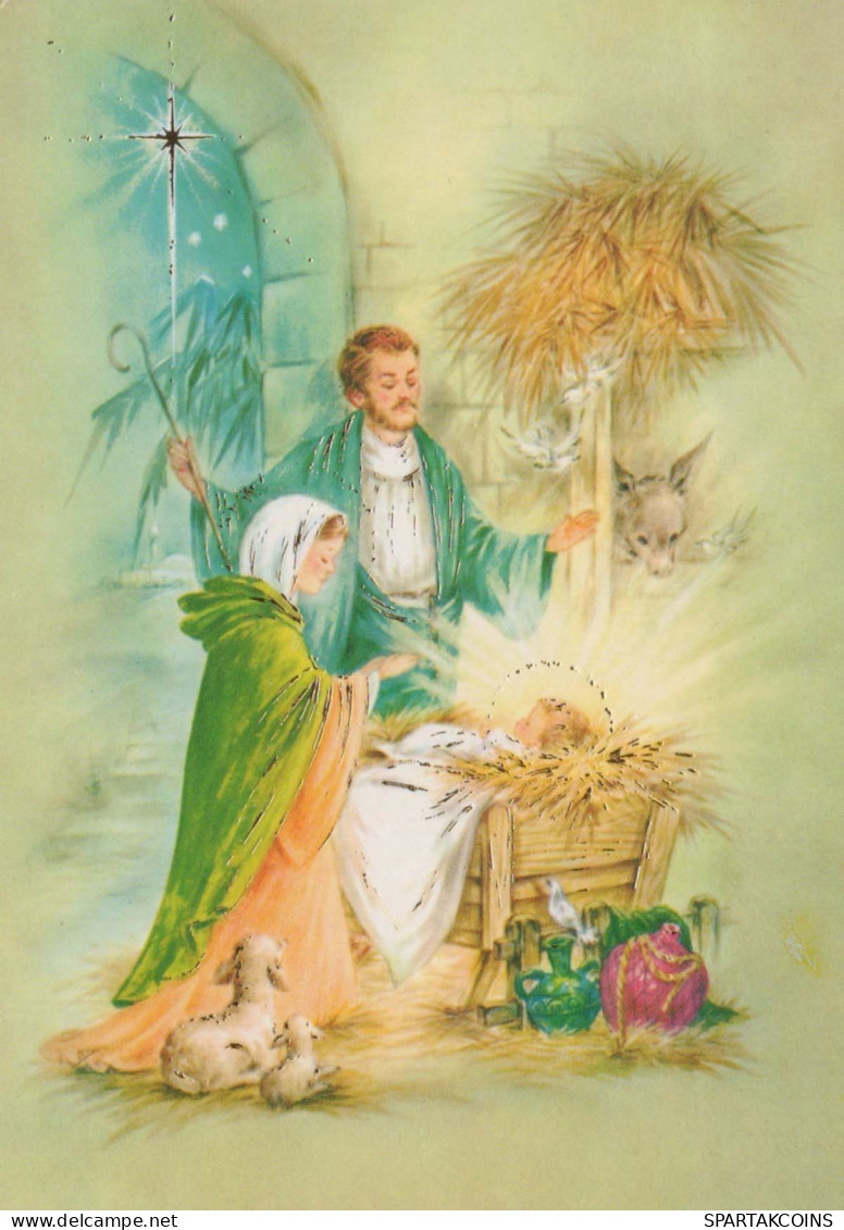 Vergine Maria Madonna Gesù Bambino Natale Religione Vintage Cartolina CPSM #PBB768.IT - Jungfräuliche Marie Und Madona