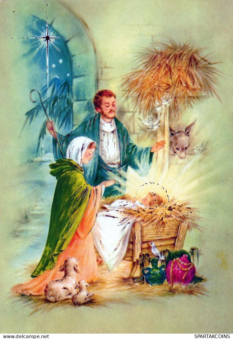 Vergine Maria Madonna Gesù Bambino Natale Religione Vintage Cartolina CPSM #PBB768.IT - Vierge Marie & Madones