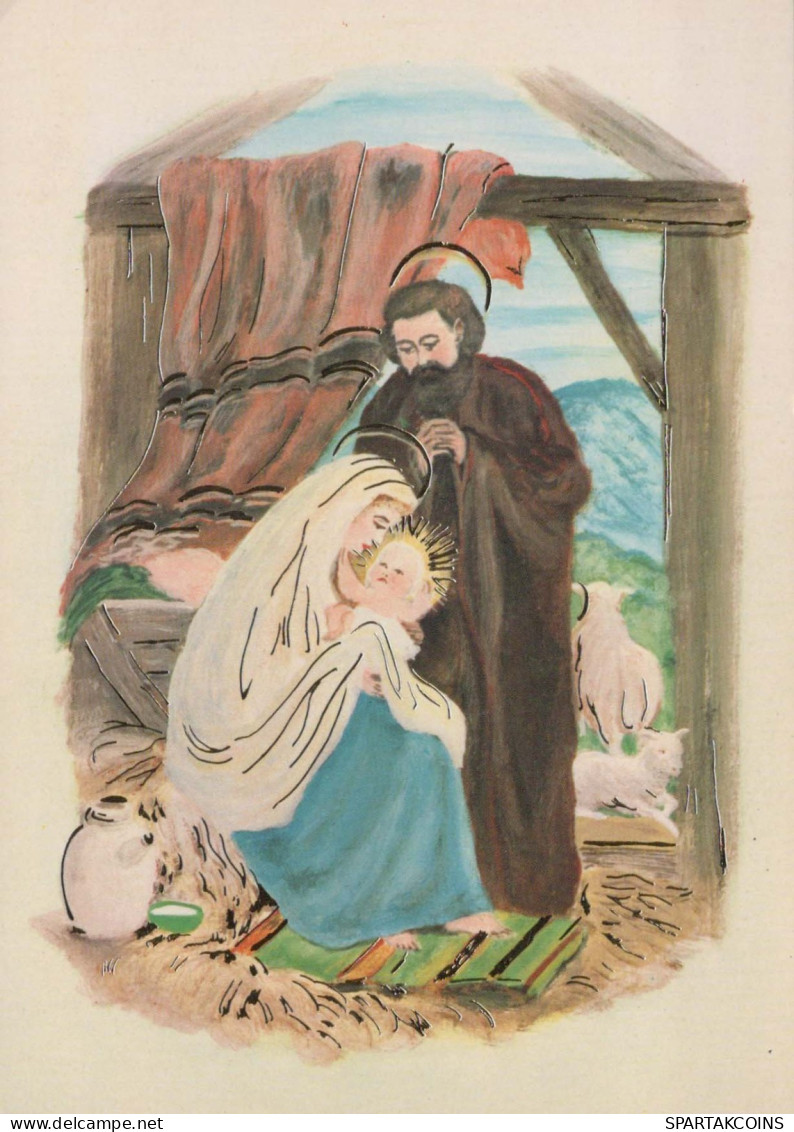 Vergine Maria Madonna Gesù Bambino Natale Religione Vintage Cartolina CPSM #PBB894.IT - Jungfräuliche Marie Und Madona