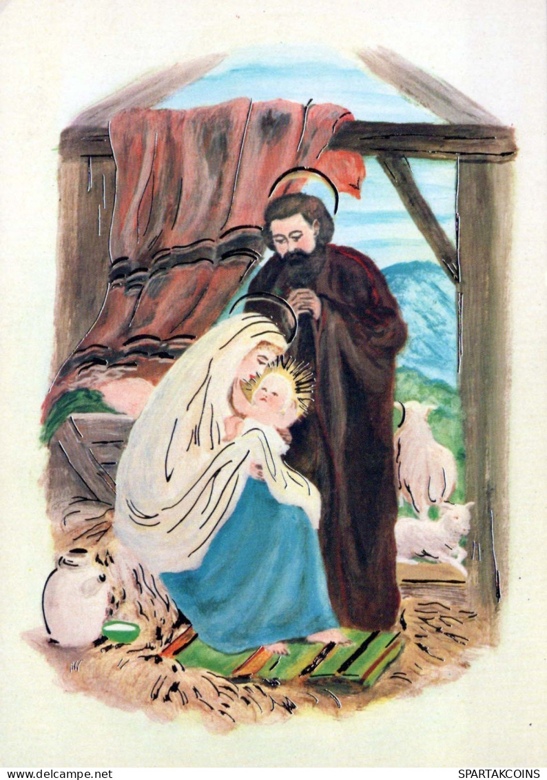 Vergine Maria Madonna Gesù Bambino Natale Religione Vintage Cartolina CPSM #PBB894.IT - Jungfräuliche Marie Und Madona