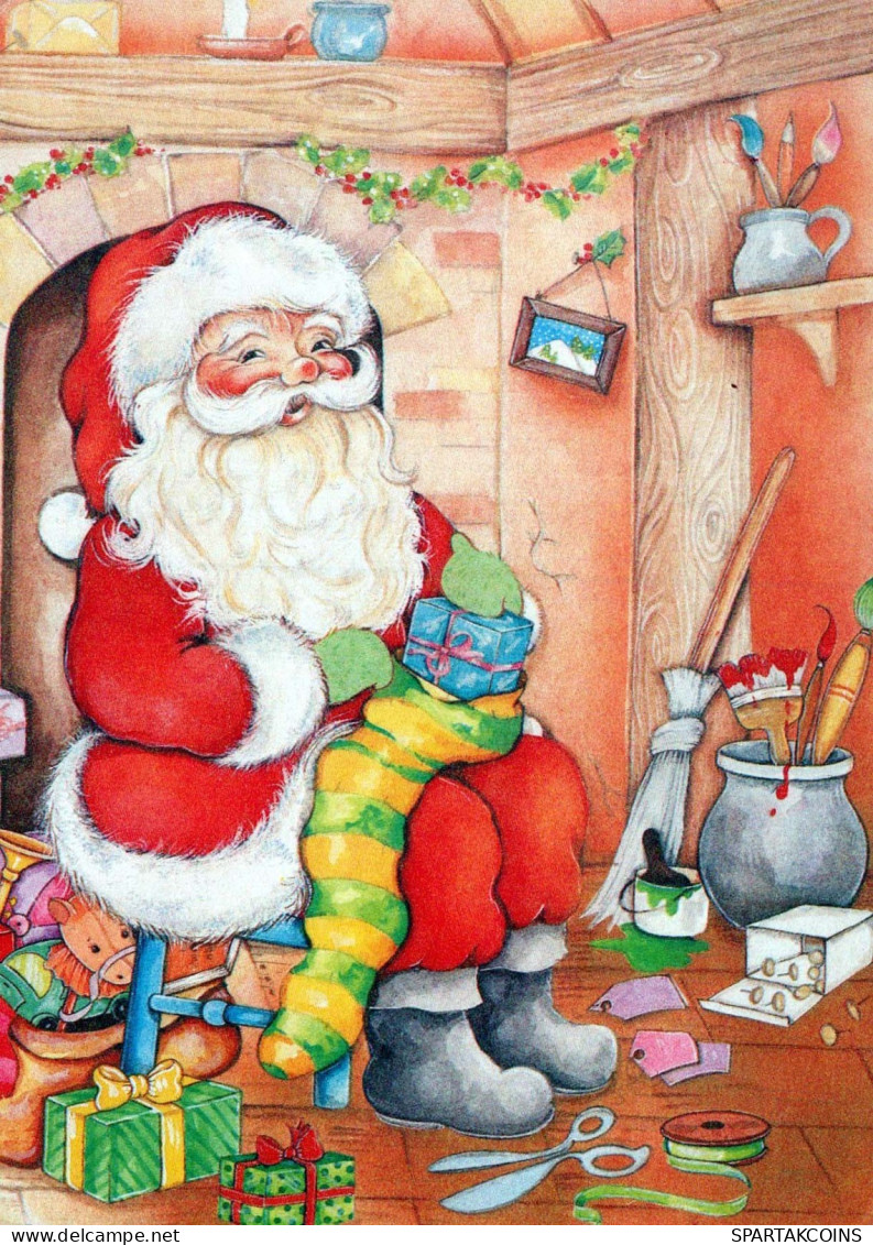 BABBO NATALE Buon Anno Natale Vintage Cartolina CPSM #PBL489.IT - Santa Claus
