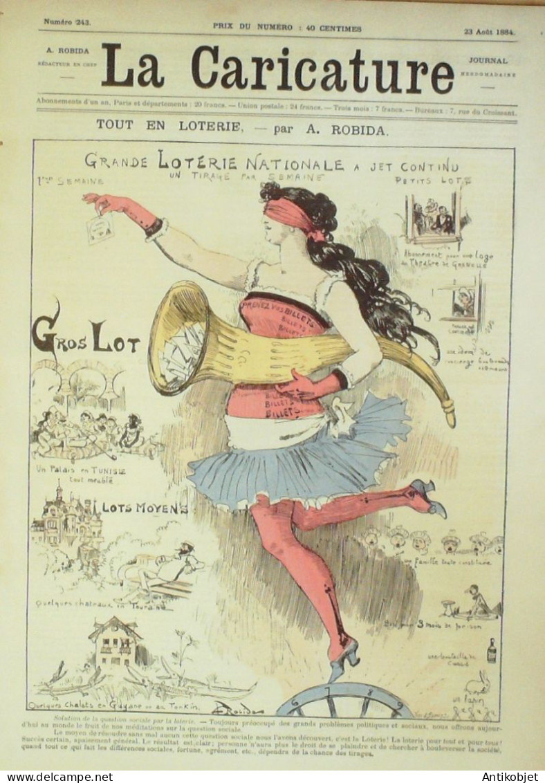 La Caricature 1884 N°243 Loterie Nationale Robida Pasteur Par Luque Trock - Zeitschriften - Vor 1900