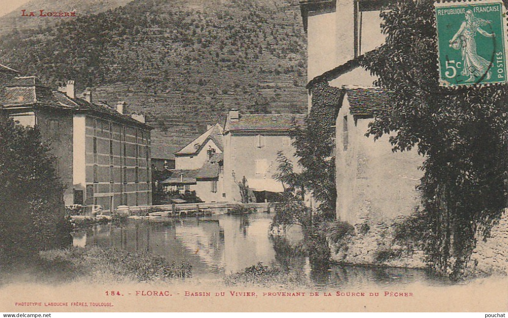 EP 17 -(48) FLORAC  - BASSIN DU VIVIER , PROVENANT DE LA SOURCE DU PECHER -  2 SCANS - Florac