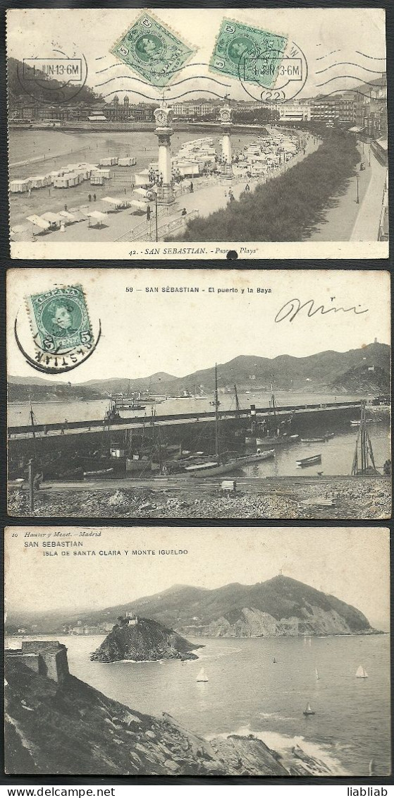 ESPAGNE = SAN SEBASTIAN = 3  CARTES POSTALES - Autres & Non Classés