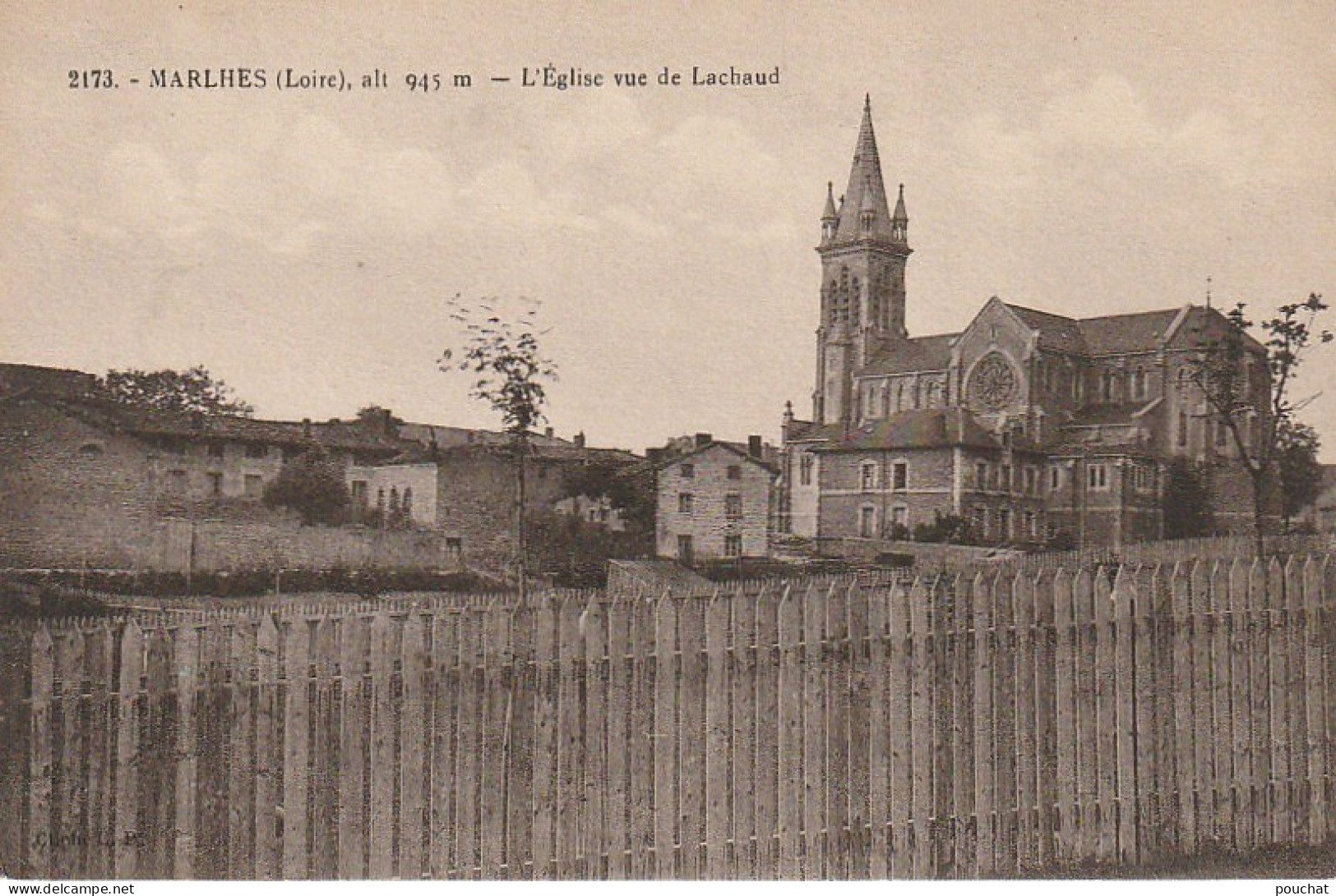 EP  1 -( 42 ) MARLHES  -  L ' EGLISE VUE DE LACHAUD - EDIT. BLANCHARD , VIENNE -  2 SCANS - Andere & Zonder Classificatie