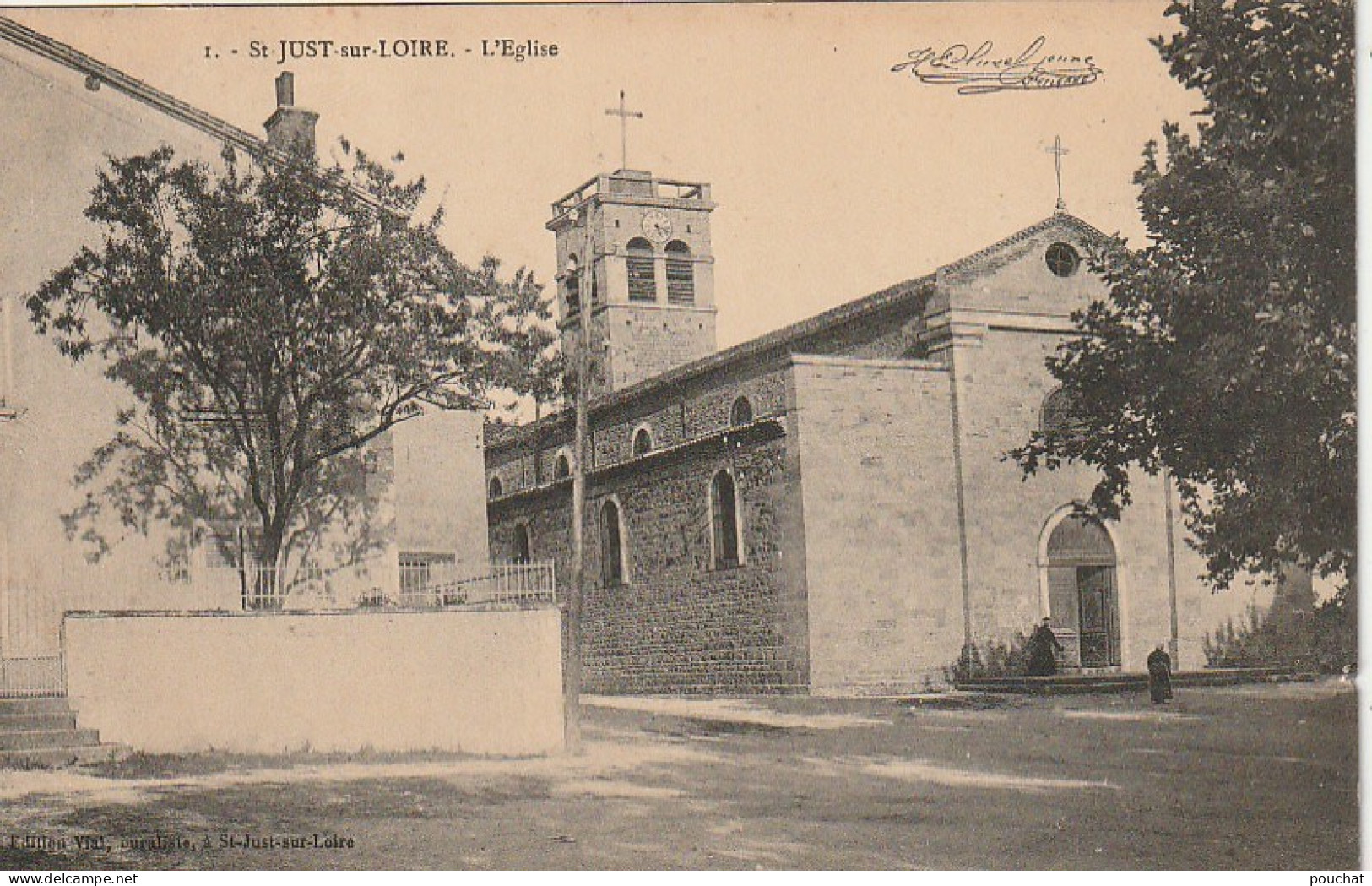 EP 1  -(42) ST JUST SUR LOIRE  -  L ' EGLISE - EDIT. VIAL , BURALISTE , ST JUST SUR LOIRE  - 2 SCANS - Altri & Non Classificati