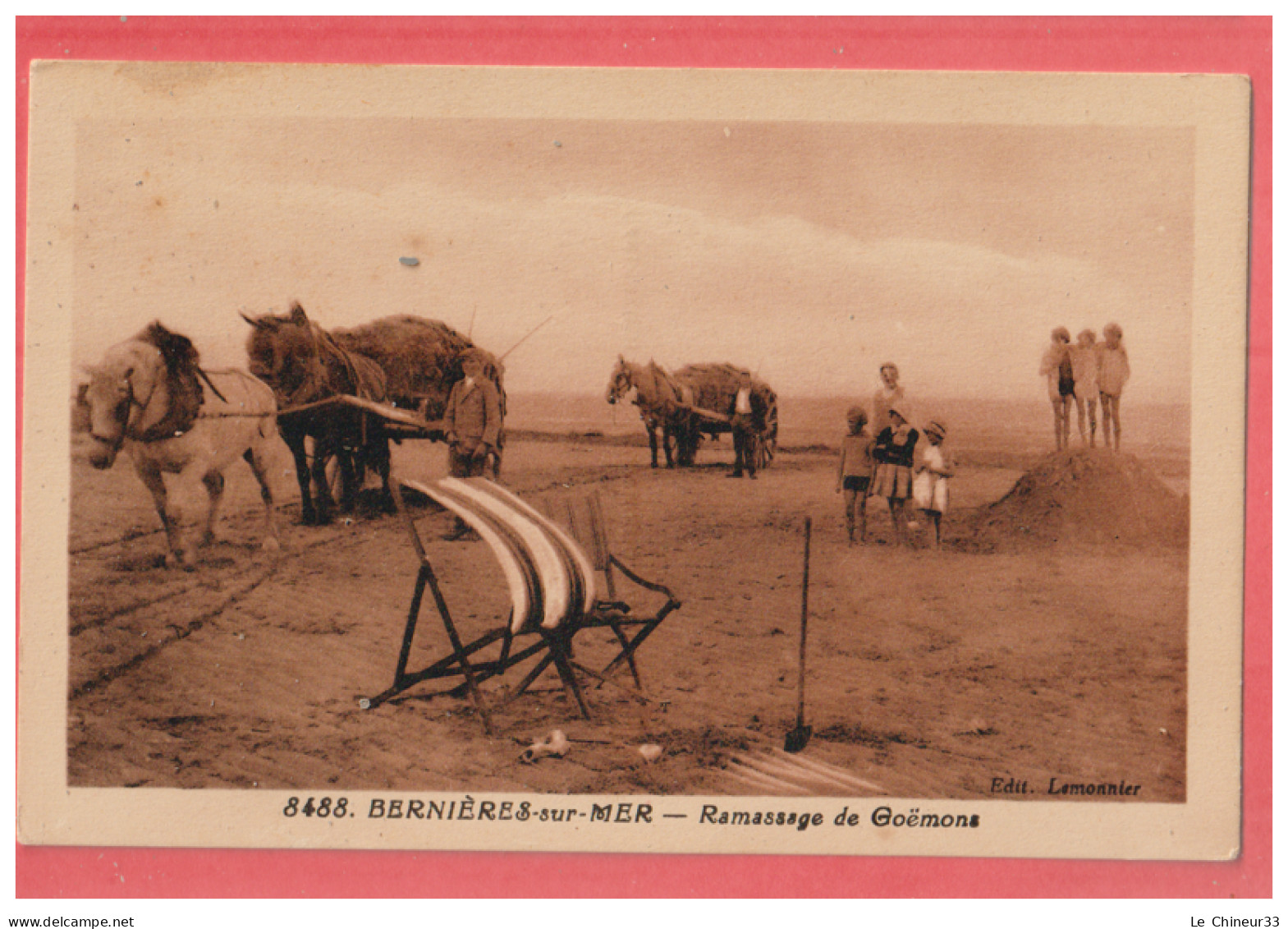 14 - BERNIERES SUR MER ----Ramassage De Goemons--attelage ---cpsm Pf Sépia - Autres & Non Classés